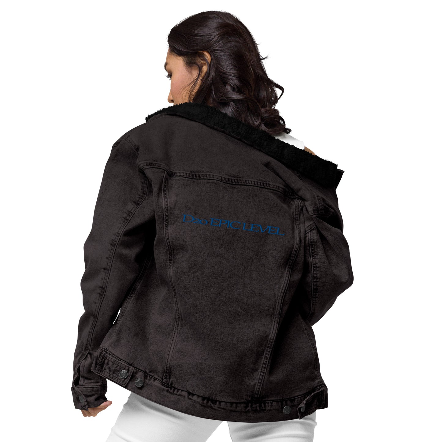D20 Epic Level Logo Unisex denim sherpa jacket
