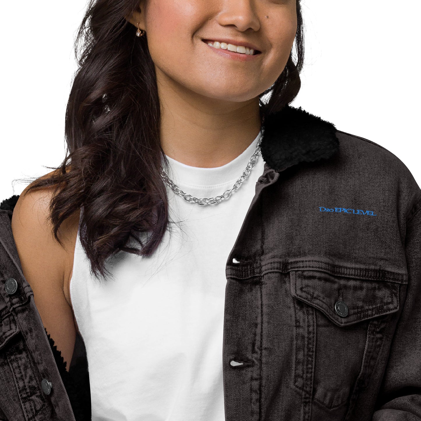 D20 Epic Level Logo Unisex denim sherpa jacket