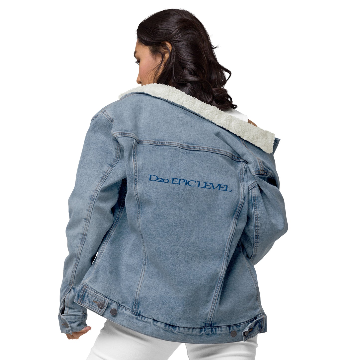 D20 Epic Level Logo Unisex denim sherpa jacket